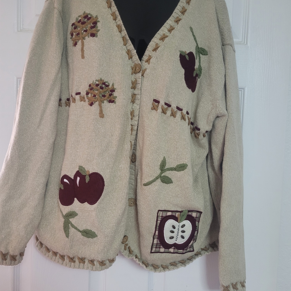 Company Collection Beige Cardigan with Fruit Embroidery